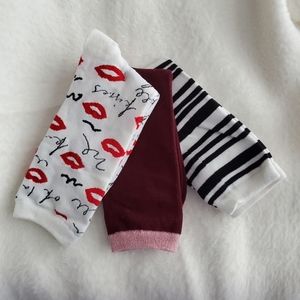 Kate spade Lips 3 pack crew socks